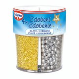 Zdobenie 4 druhy zlaté/strieborné 81g Dr. Oetker