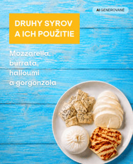 Druhy syrov a ich použitie: Mozzarella, burrata, halloumi a gorgonzola