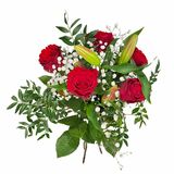 Kytica čerstvých kvetov, Ruže s ľaliami 6ks