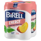 Pivo Birell 0,0 Energy Zelený čaj &amp; Broskyňa s kofeínom 4x500ml*ZO