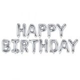 Dekoračný nápis Happy Birthday 15 ks strieborná