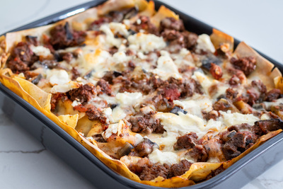 Ľahšie lasagne s mletým hovädzím mäsom a zeleninou