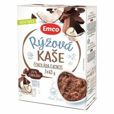 Ryžová kaša čokoláda a kokos 3x45g Emco