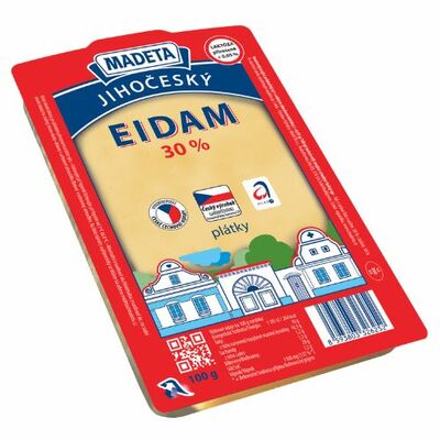 Syr Eidam Jihočeský 30% plátky 100g Madeta