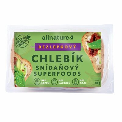 Allnature Chlebík bezlepkový raňajkový superfoods 350g