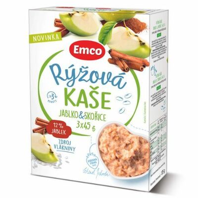 Ryžová kaša s jablkami a škoricou 3x45g Emco