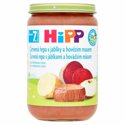 HiPP BIO Červená repa s jab.,hovädzím mäsom, 220g
