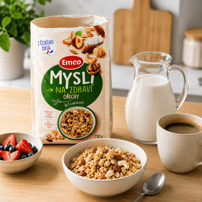 Müsli chrumkavé 3 orechy 750g Emco