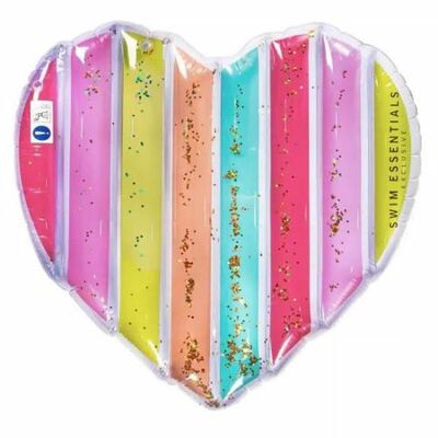 Nafukovacie lehátko Srdce dúha 150x100cm Swim Essentials