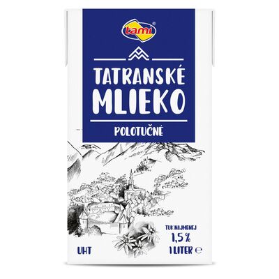 Mlieko polotučné 1,5% 1l Tami