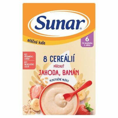 Sunar mliečna kaša 8 cereálií jahoda,banán 210g