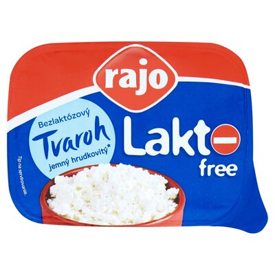 Tvaroh jemný hrudkovitý bezlaktózový 180g Rajo VÝPREDAJ