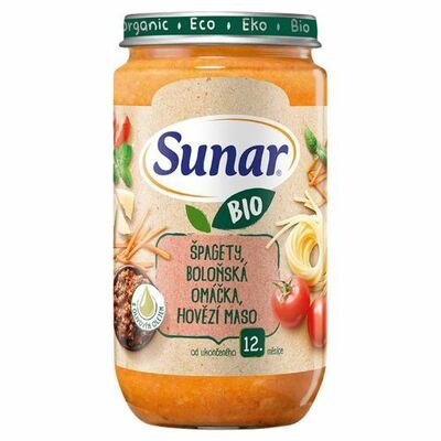 Sunar Bio Špagety, omáčka, hovädzie mäso 235g