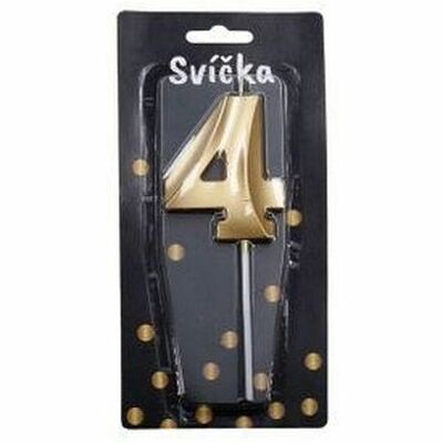 Tortová sviečka zlatá Číslo: 4