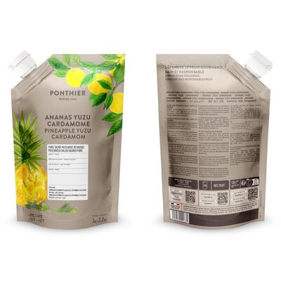 Pyré Ananás yuzu kardamón 1kg Ponthier