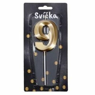 Tortová sviečka zlatá Číslo: 9