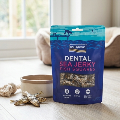 Fish4dogs Dental Sea Jerky : štvorčeky 115g