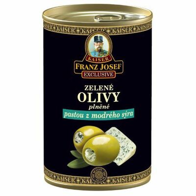 Olivy zelené s modrým syrom 300g Franz Josef