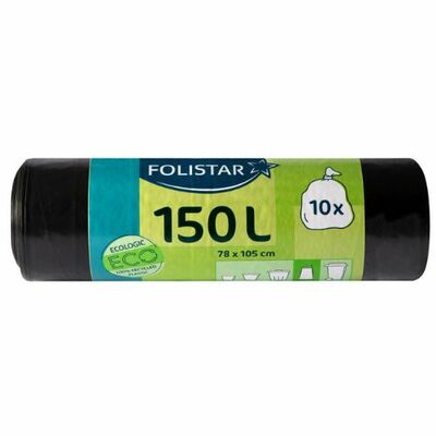 Vrecia na odpad čierne 150l 78x105cm 10ks Folistar