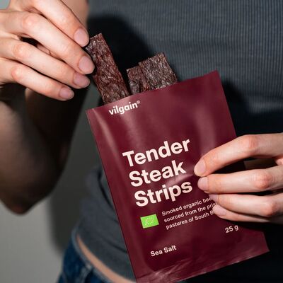 Steakové prúžky sušené morská soľ 25g Vilgain
