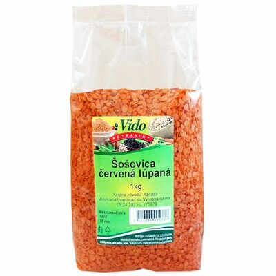 Šošovica červená lúpaná polená 1kg Vido