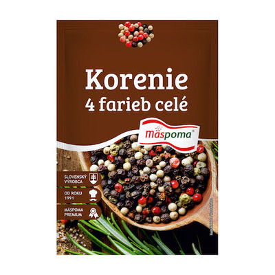 Korenie Štvorfarebné korenie celé 20g Mäspoma
