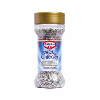 Zdobenie Guľôčky strieborné/biele 65g Dr. Oetker