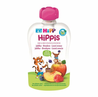 HiPP BIO 100% ovocie Jablko-Broskyňa-Lesné ovocie 100g