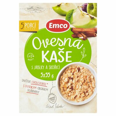 Ovsená kaša jablko a škorica 5x55g Emco