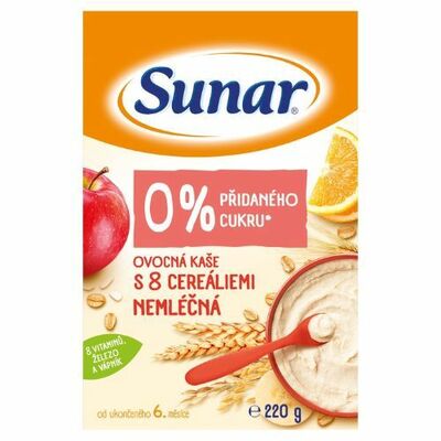 Sunar nemliečna kaša ovocná s 8 cereáliami 220g