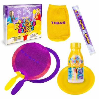 Sada Rakety a obruče na bubliny + tekutina 250 ml Tuban