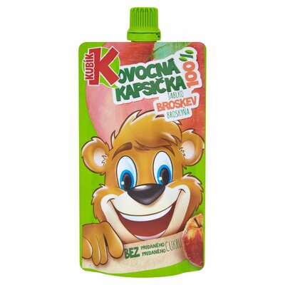 Kubík 100% ovocná kapsička jablko, broskyňa 100g