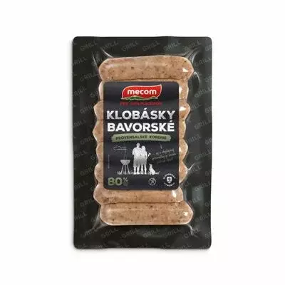 Klobásky bavorské 80% 210g Mecom VÝPREDAJ