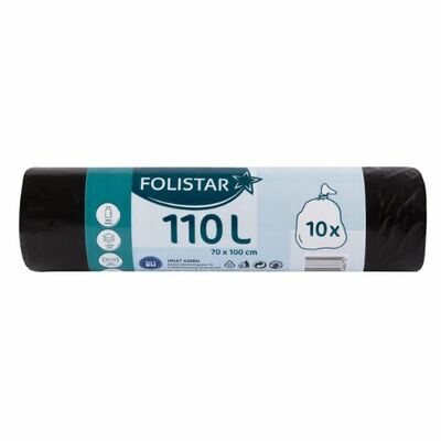 Vrecia na odpad čierne 110l 70x100cm 10ks Folistar