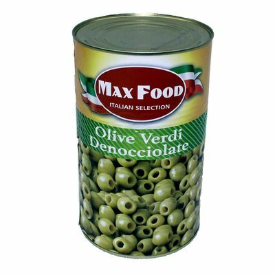 Olivy zelené celé bez kôstky plech 4100g Max Food