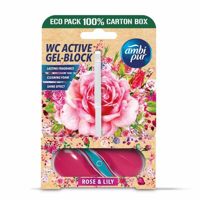 Ambipur Active ruža &amp; ľalia WC gél-blok 45g