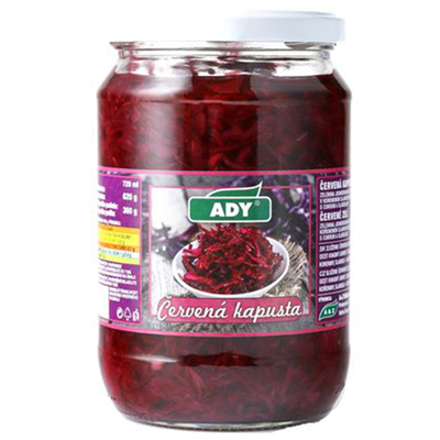 Kapusta červená v sladkokyslom náleve 720ml (620g) Ady
