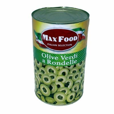 Olivy zelené krájané plech 4100g Max Food