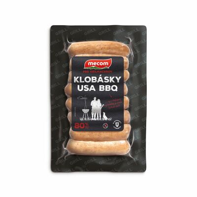 Klobásky USA BBQ 80%  210g Mecom