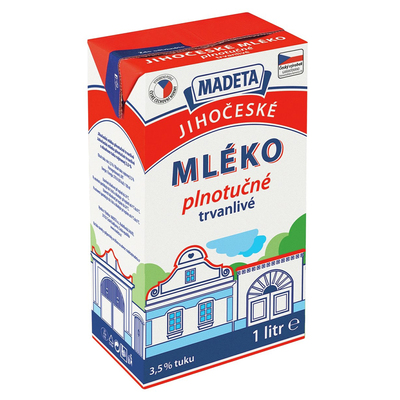 Mlieko plnotučné jihočeské UHT 3,5% Madeta