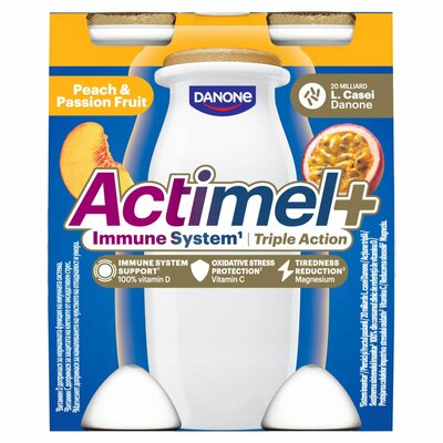 Jogurtový nápoj Actimel Broskyňa - Marakuja 4x100g Danone VÝPREDAJ
