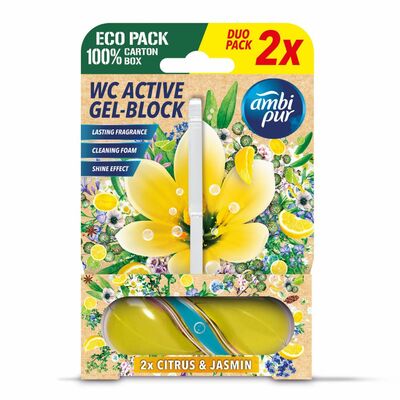 Ambipur Active citrón &amp; jazmín WC gél-blok 2x45g