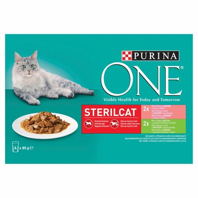 Purina ONE Sterilcat 2x losos 2x morka 4x85 g