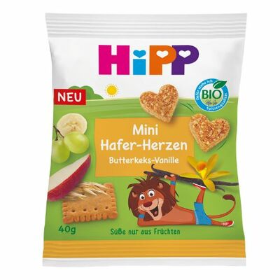HiPP BIO Ovocno-obilné srdiečka Maslové sušienky - Vanilka 40g