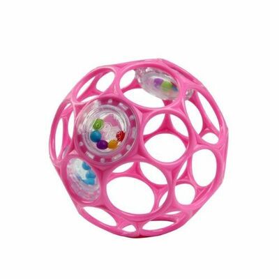 Oball Hračka rattle 10cm dark pink 0m+