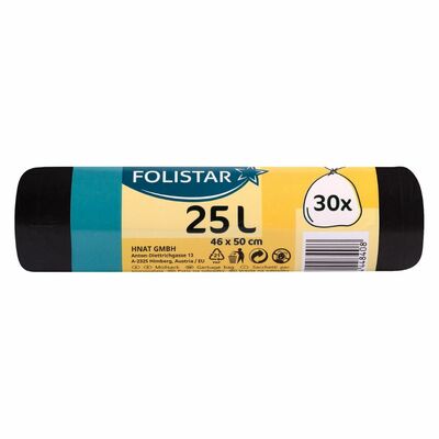 Vrecia na odpad čierne 25l 46x50cm 30ks Folistar