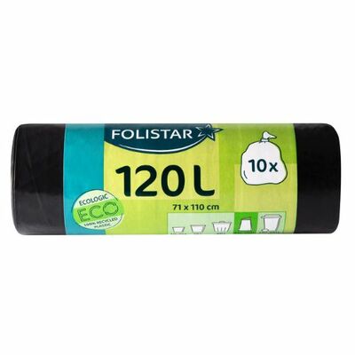 Vrecia na odpad čierne 120l 71x110cm 10ks Folistar