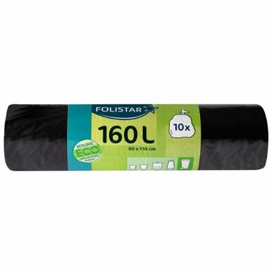Vrecia na odpad čierne 160l 90x110cm 10ks Folistar