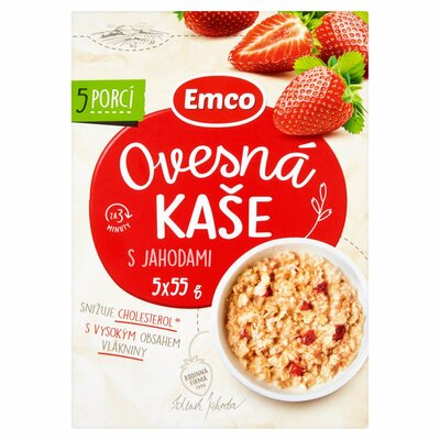 Ovsená kaša s jahodami 5x55g Emco