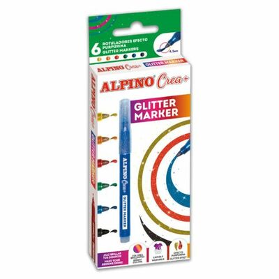 Alpino Crea glitrové fixky na zdobenie 6ks